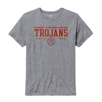 USC Trojans Men's League Gray Univ of So Cal Seal Victory Falls T-Shirt